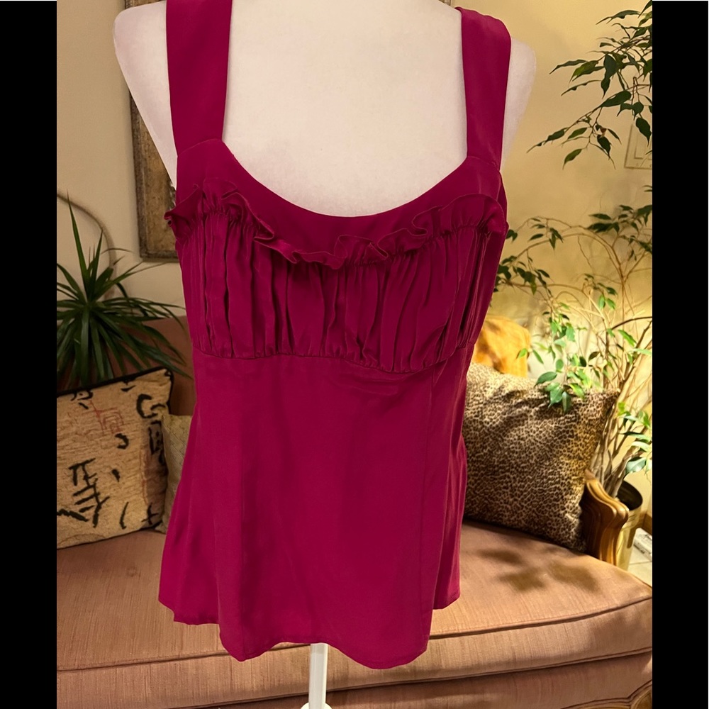 Nanette Lepore Size 10 Magenta Silk Cami/Tank